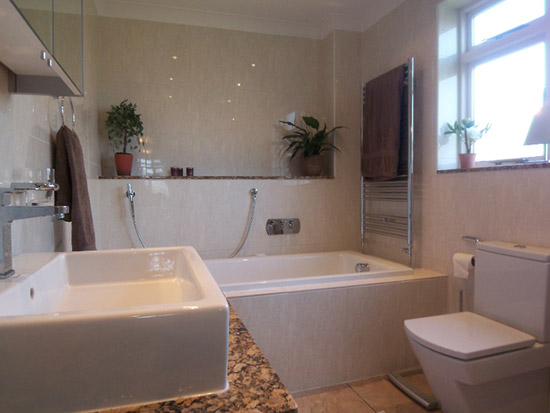 Square style bathroom installation in Vale of Belvoir